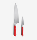 Misen chef's knife and paring knife set with red handles