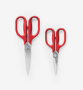 Misen kitchen shears set in red, large and small sizes with stainless steel blades
